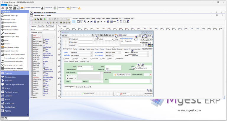 Editor de pantallas MGest ERP a medida